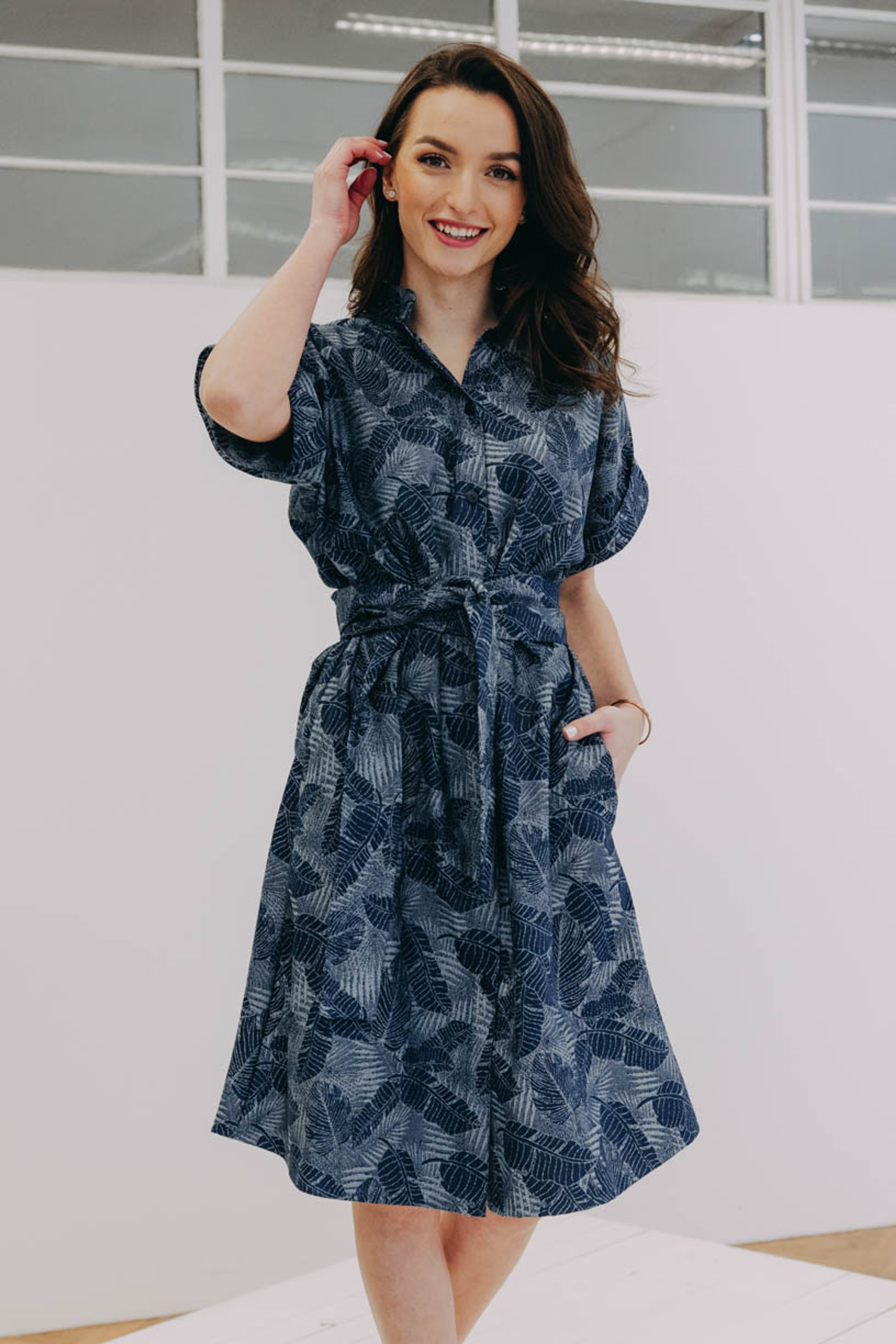 Šaty Shania Short Denim Leaves