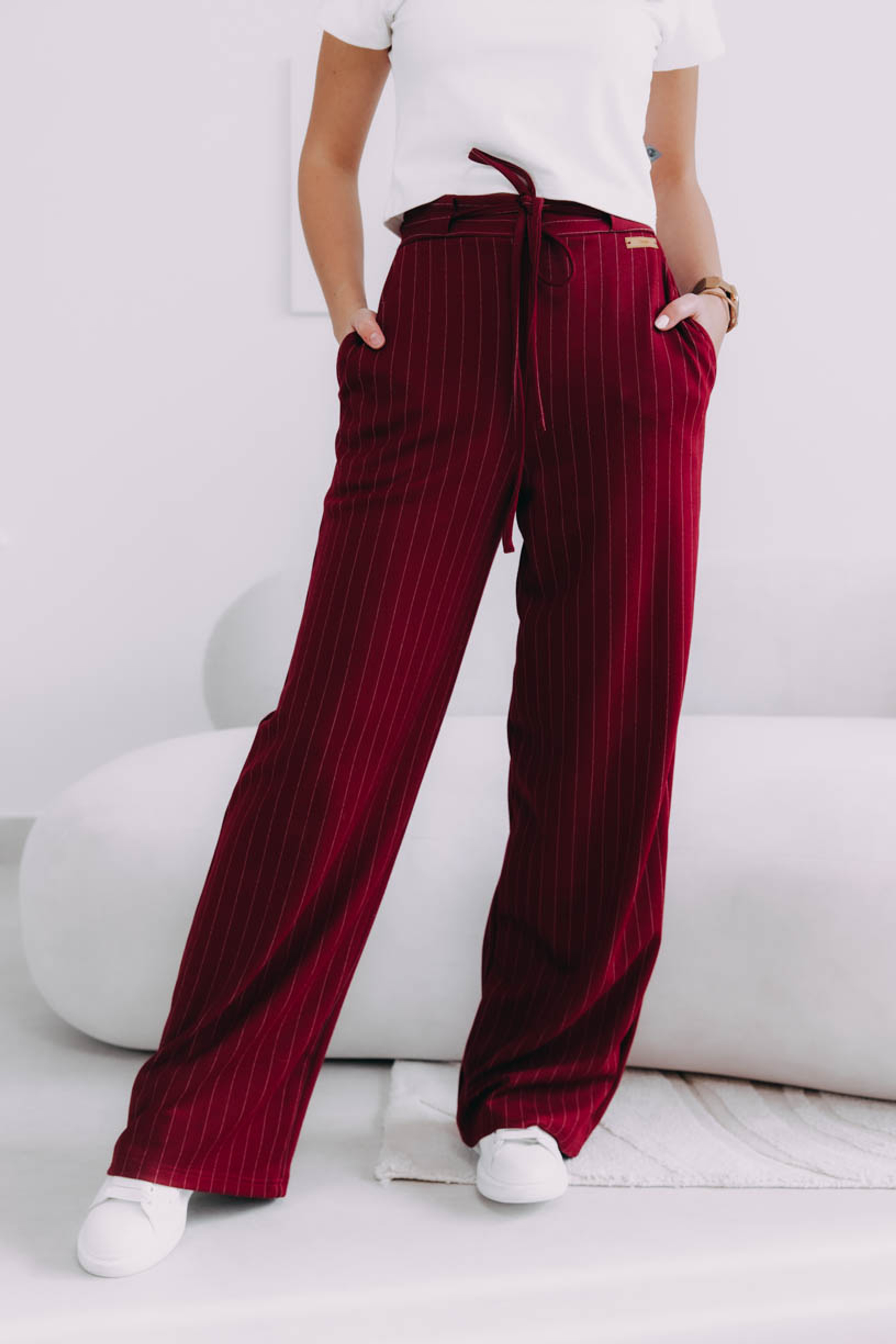 Kalhoty Vito Bordo Stripe