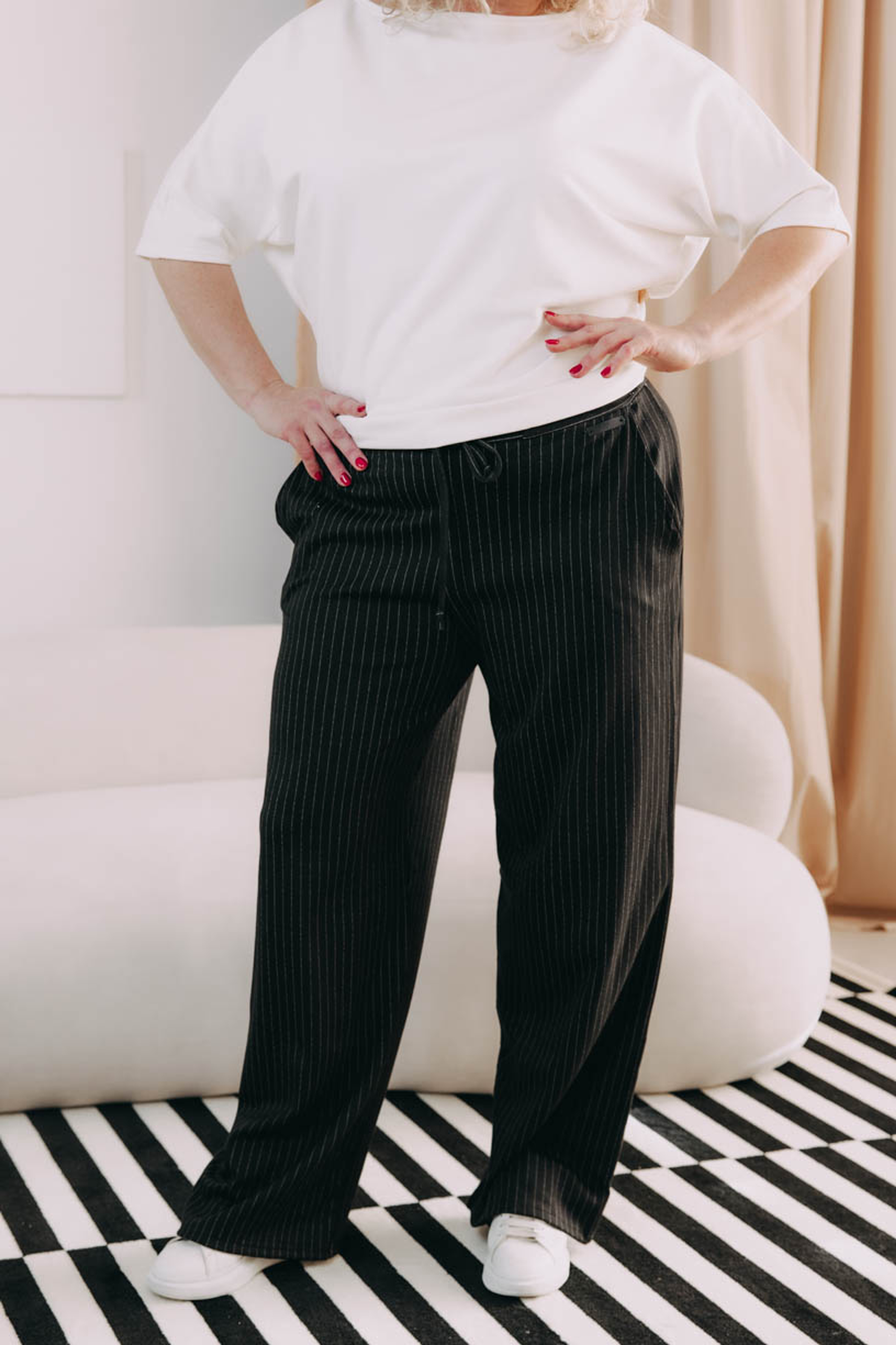 Kalhoty Vito Black Stripe Plus