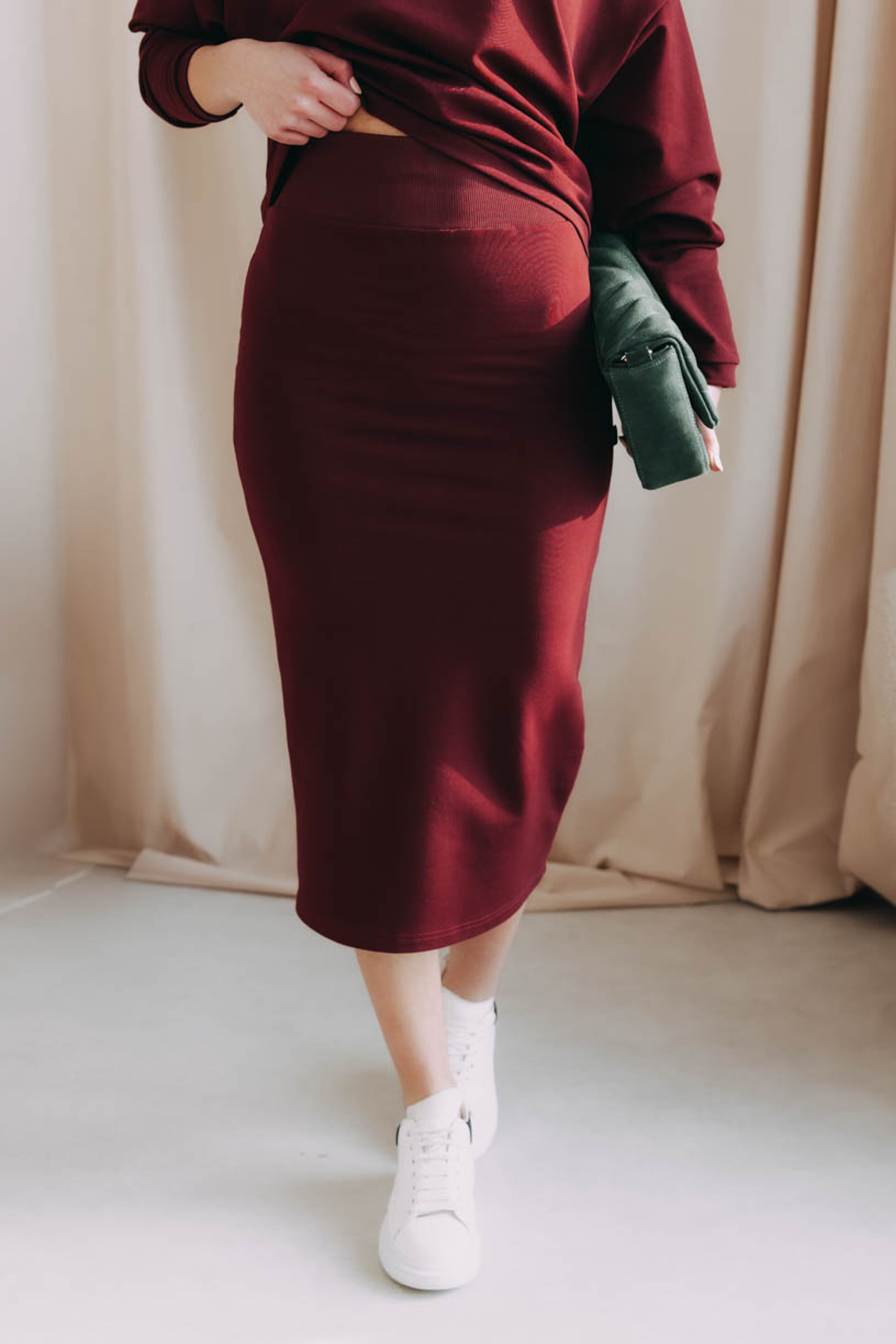 Sukně Amara Midi Bordo