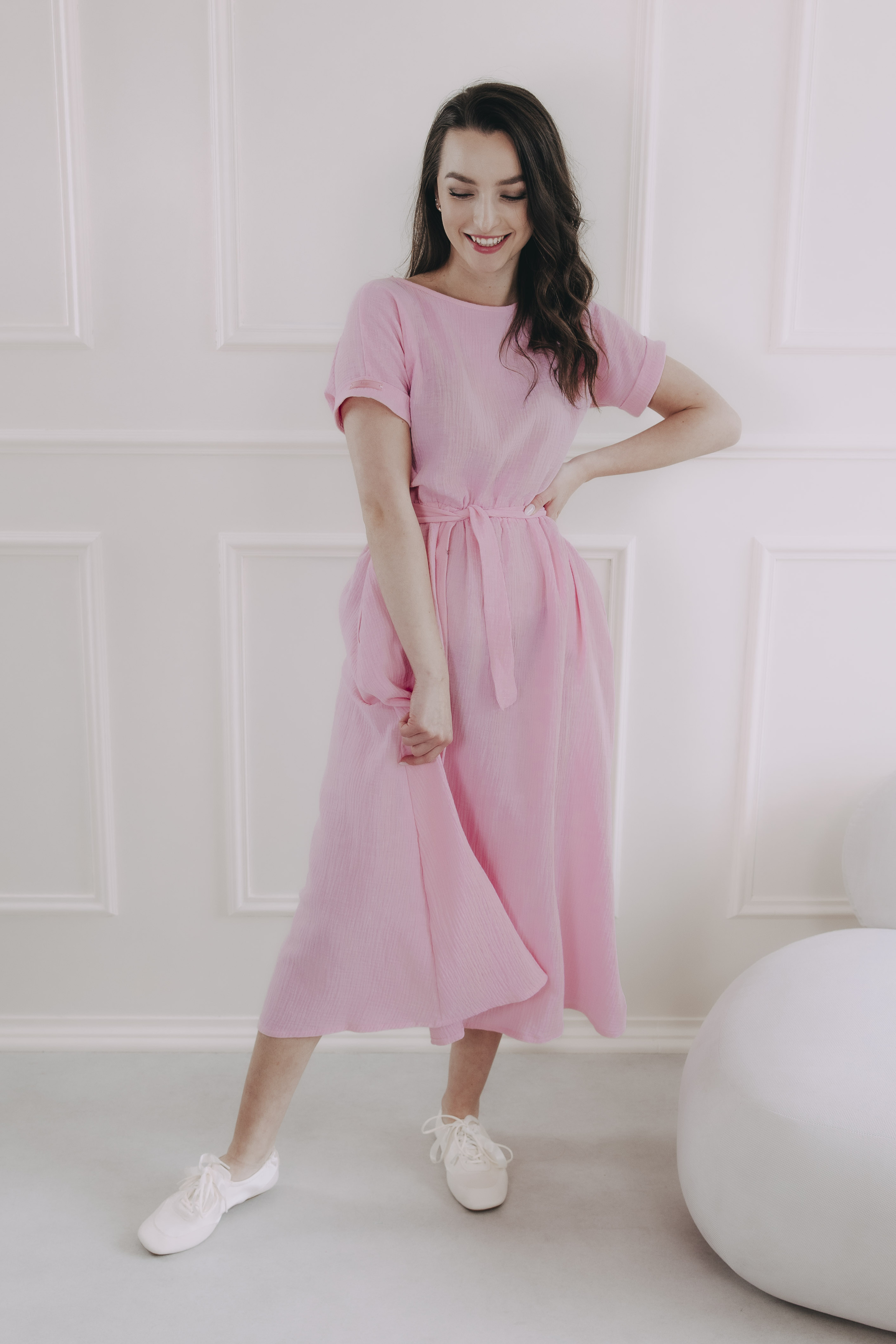 Šaty Boho Mousseline Sweet Pink
