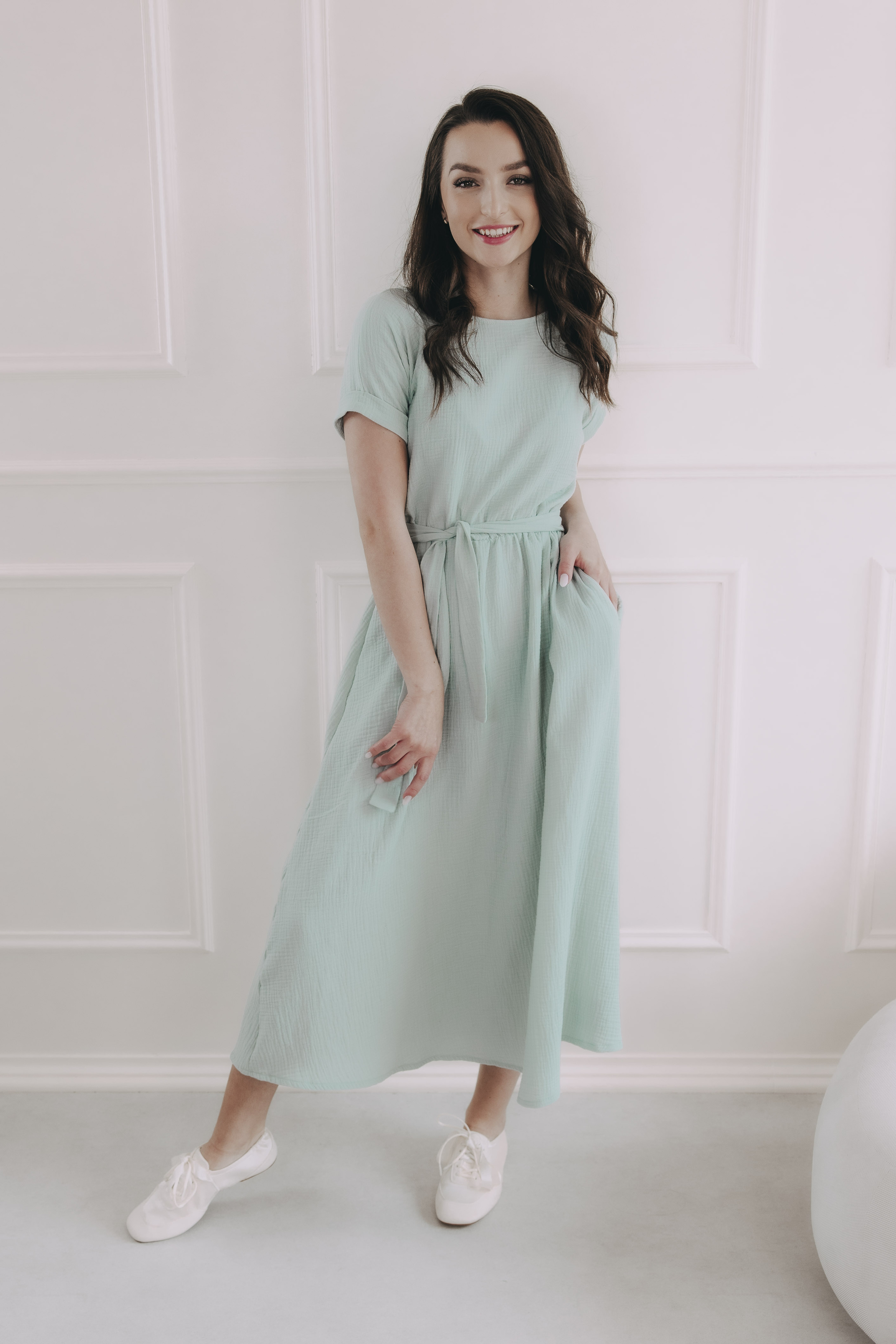 Šaty Boho Mousseline Mint